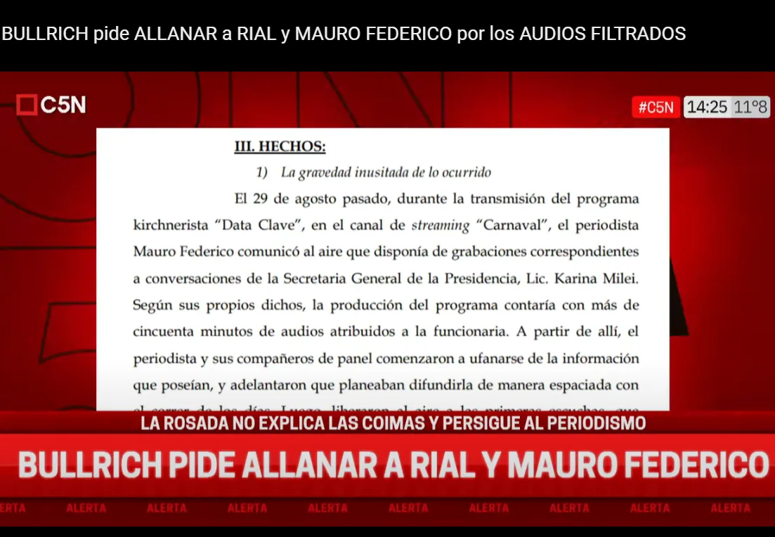 Libertad de expresión en la mira: Bullrich busca allanar a Rial y Mauro Federico por los audios de la Rosada capture-20250901-150916
