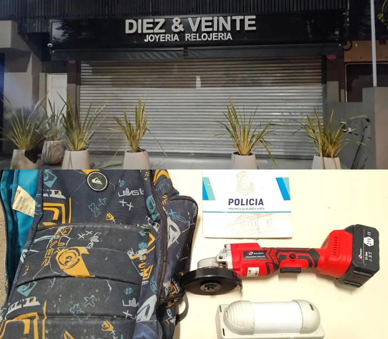 Reventó la persiana de una joyería con una amoladora y lo atraparon antes de entrar 457y