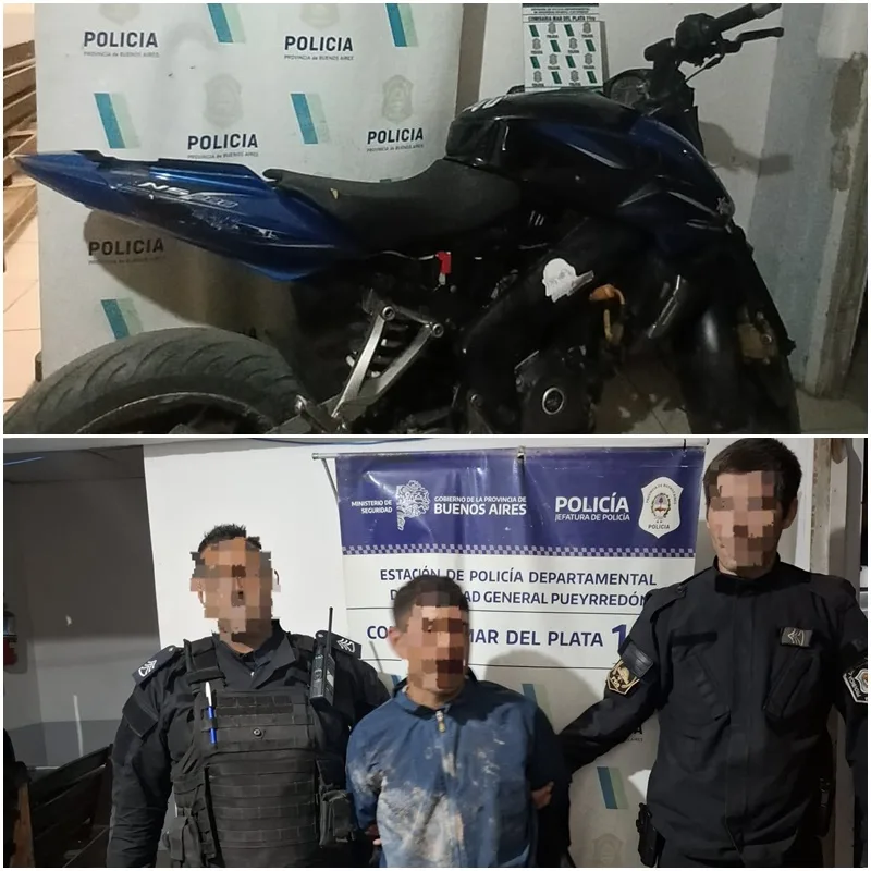 Rompió los vidrios de un local y lo atraparon con una moto robada en el barrio Las Heras 6565u