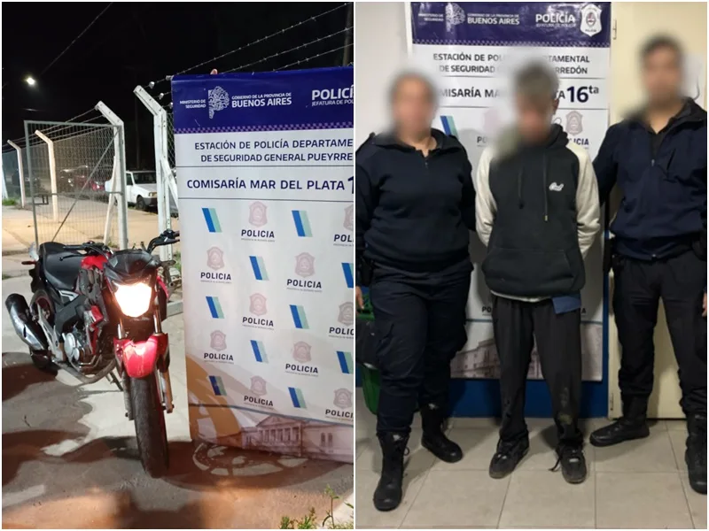 Persecución, choque y detención: cayó un joven con una moto robada y una bicicleta al hombro Persecución