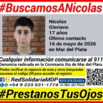 Buscan a Nicolás Gleriano, un adolescente de 17 años desaparecido en Mar del Plata Buscan a Nicolás Gleriano, un adolescente de 17 años desaparecido en Mar del Plata