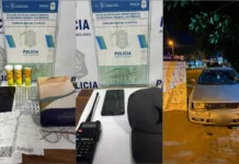 Tres aprehendidos por robos en el interior de vehículos: recuperaron pertenencias y secuestraron un inhibidor