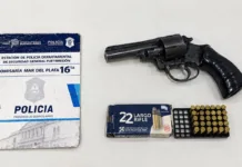 Allanamiento en Polonia al 1900: secuestran un revólver y ocho municiones